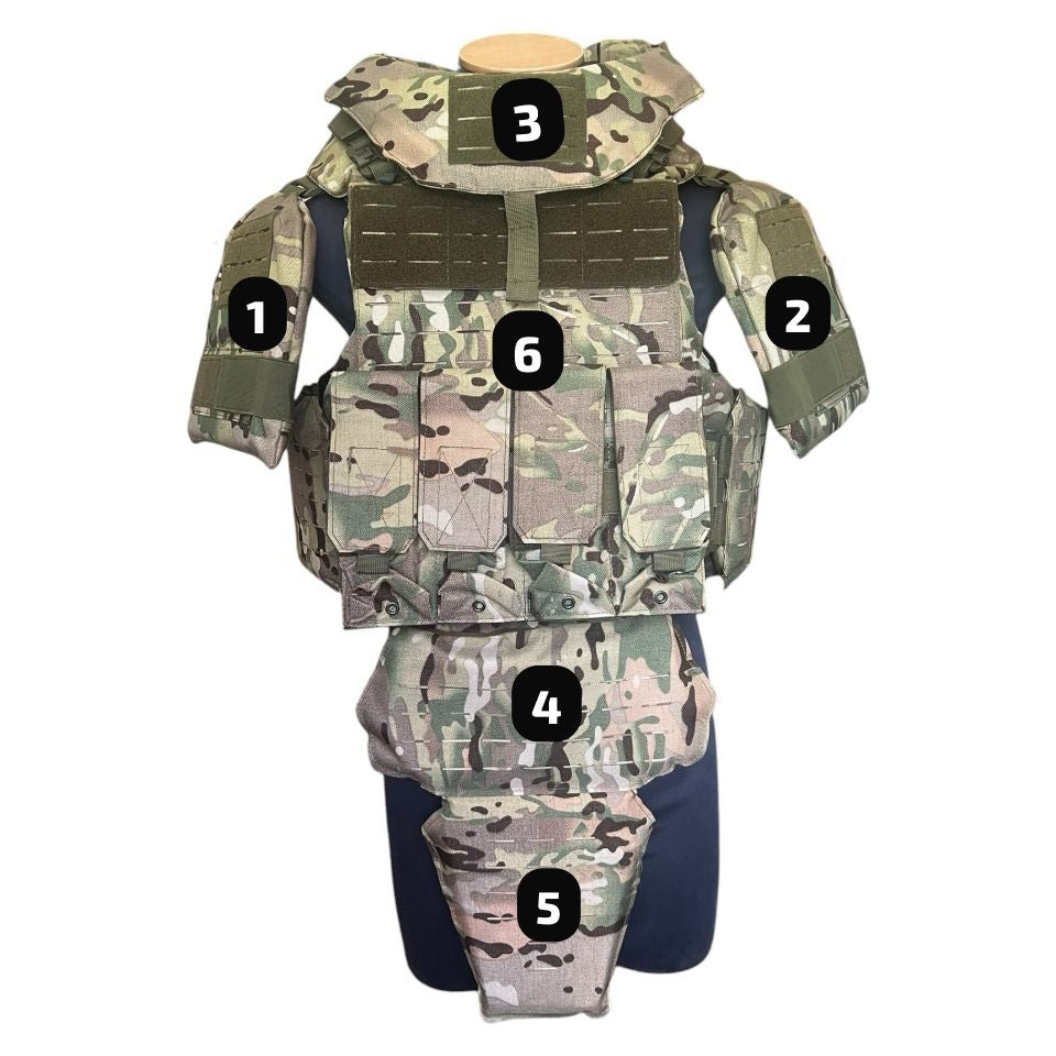 CHALECO TACTICO COMPLETO CAMUFLAJE CON 10 PLACAS NIVEL IIIA